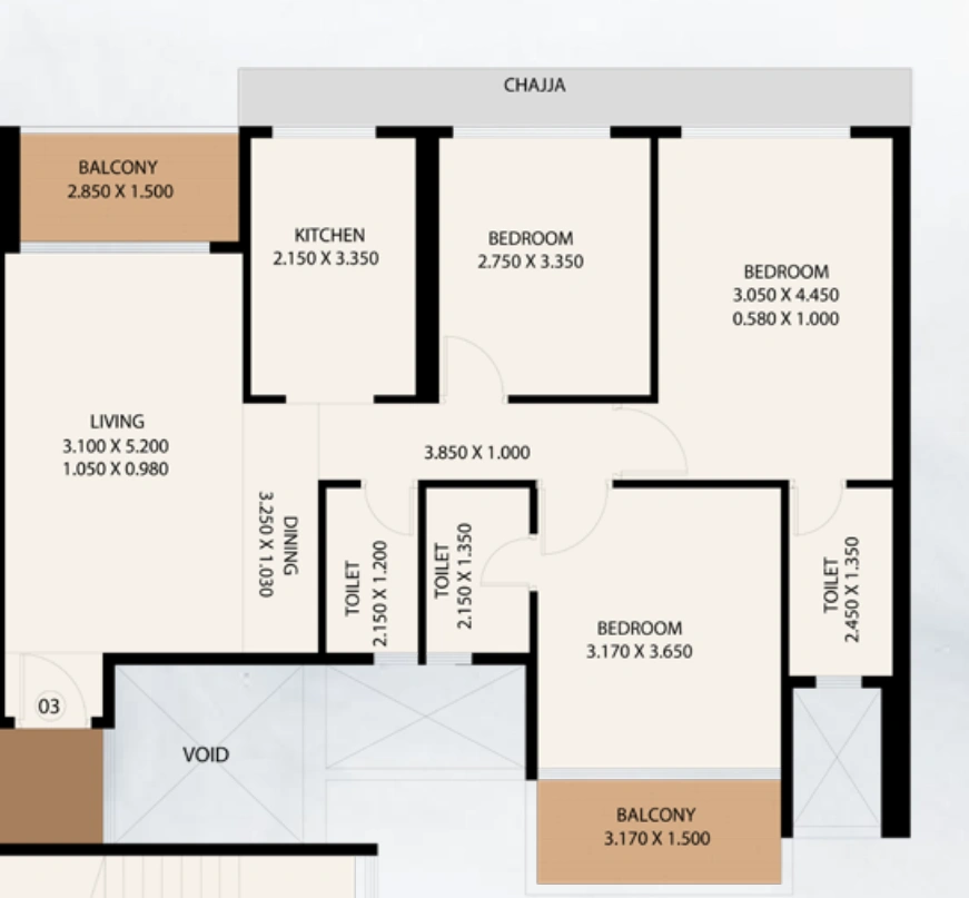 3 bhk floor plan godrej eternal palm